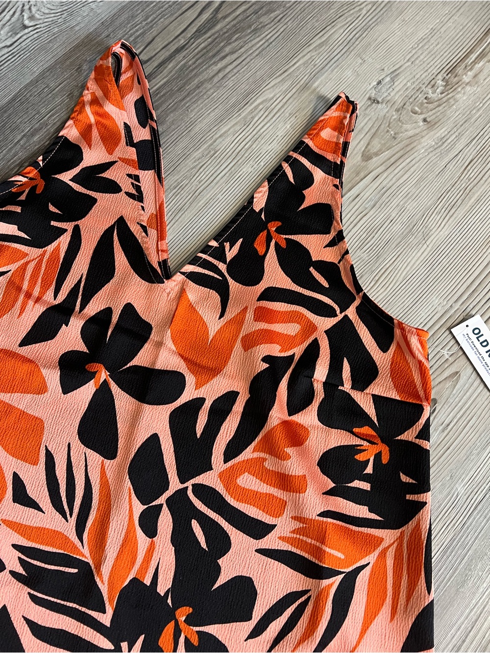 Old Navy Coral & Black Tropical V-Neck Camisole